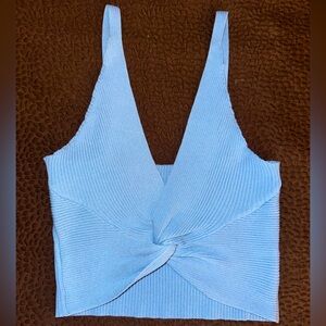 Cider Light Blue Crop Top